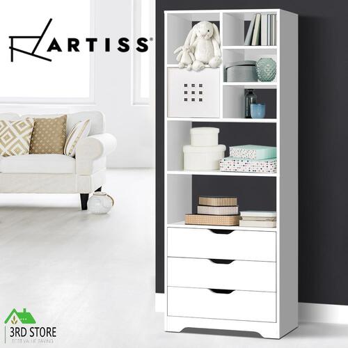 Artiss Bookcase Display Shelf Storage Cabinet Stand Home Office Drawers Bookshelf White