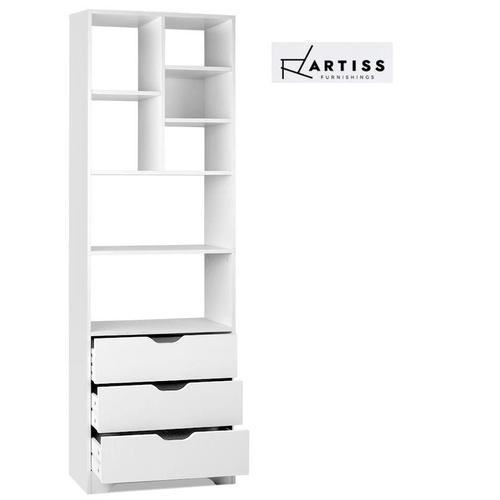 Artiss Bookcase Display Shelf Storage Cabinet Stand Home Office Drawers Bookshelf White