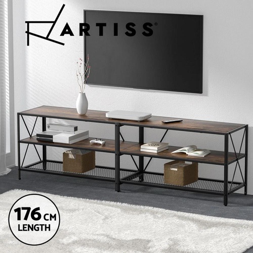 Artiss Entertainment Unit TV Stand 3-tier Display Shelves Vintage Rustic Walnut
