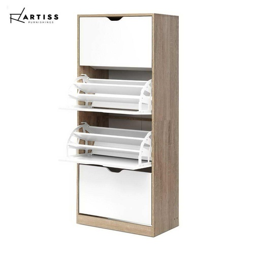 Artiss Shoe Cabinet Shoes Storage Rack 60 Pairs Organiser Wooden Shelf Cupboard