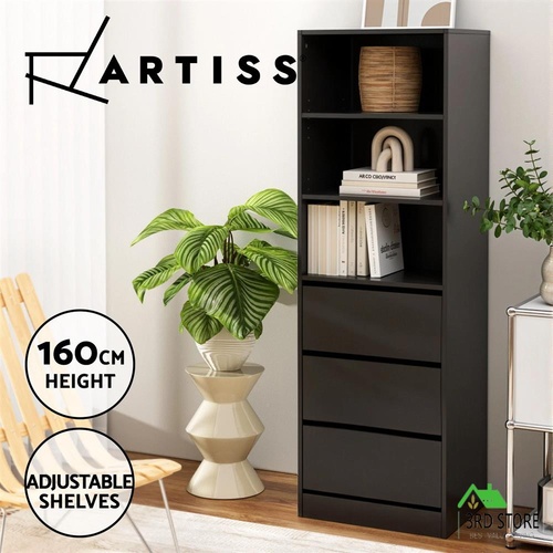 Artiss 3 Chest of Drawers Tallboy Cabinet Black