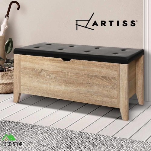 Artiss Storage Ottoman Blanket Box Leather Bench Foot Stool Chest Toy Oak Couch