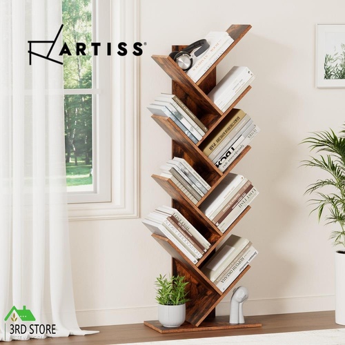 Artiss Bookshelf 9 Tiers Display Tree Book Shelves Storage Bookcase Walnut