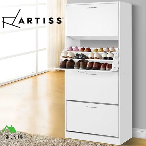 Artiss Shoe Cabinet Shoes Storage Rack Organiser 60 Pairs White Shelf Drawer