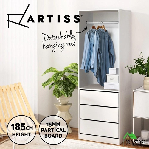 Artiss Wardrobe Clothes Closet Storage Organizer with Drawers White