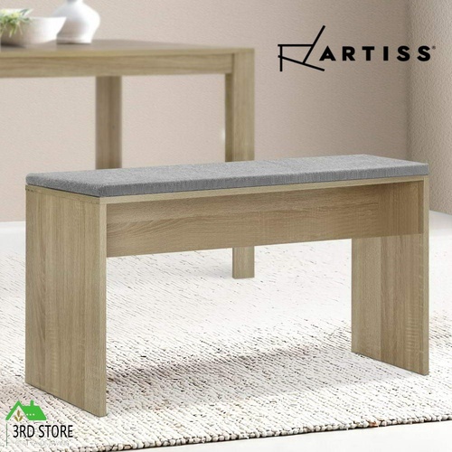 Artiss Dining Bench NATU Upholstery Seat Stool Chair Cushion Kitchen Furniture Oak 90cm