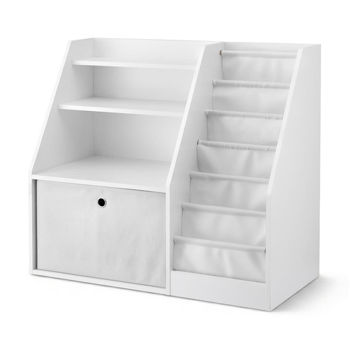 Keezi Kids Bookshelf Children Bookcase Organizer Storage Rack Display Drawer White