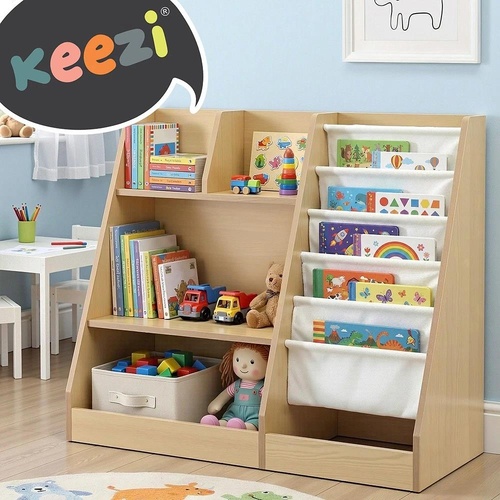 Keezi Kids Bookshelf Wood Bookcase Children Storage Rack Display Shelves Holder