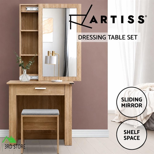 Artiss Dressing Table Mirror Sliding Stool Mirrors Makeup Table Chairs Set