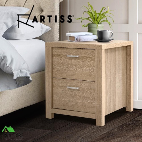 Artiss Bedside Table Lamp Side Tables Drawers Nightstand Unit Beige Wood