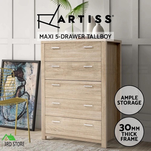 Artiss 5 Chest of Drawers Tallboy Dresser Table Bedroom Storage Cabinet