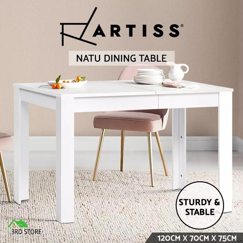 Artiss Dining Table 4 Seater Wooden Kitchen Tables White 120cm Cafe Restaurant