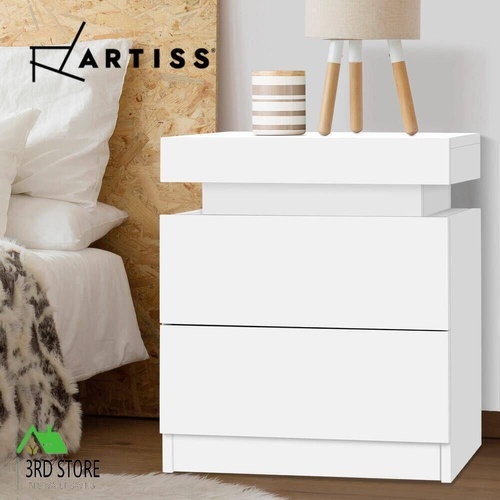 Artiss Bedside Tables 2 Drawers Side Table Storage Nightstand White Bedroom Wood