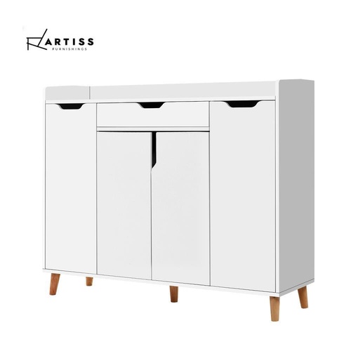 Artiss Shoe Cabinet Shoes Storage Rack 120cm Organiser White Drawer Cupboard