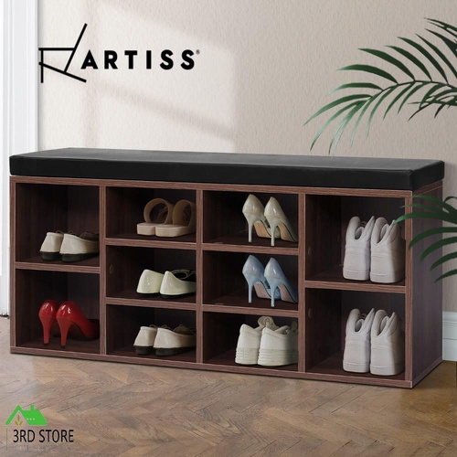 Artiss Shoe Cabinet Bench Shoes Storage Rack Organiser Shelf Cupboard Box Walnut