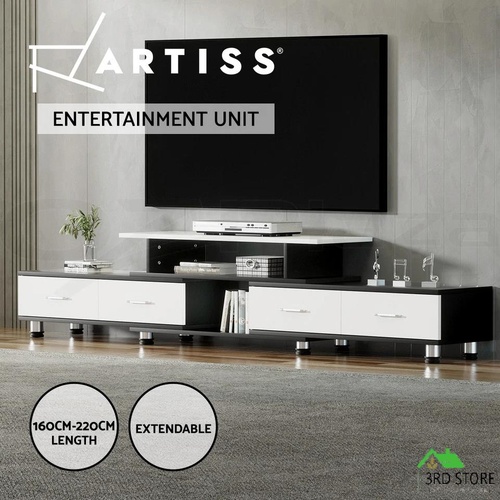 Artiss TV Cabinet Entertainment Unit Stand Wooden 160CM To 220CM Storage Drawers Black White