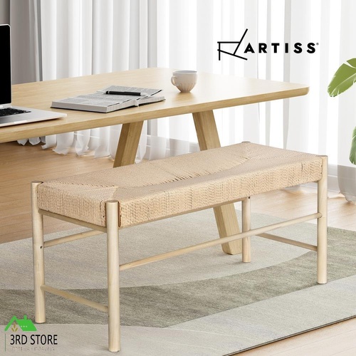 Artiss Dining Bench Paper Rope Seat Stool Chair Wooden Furniture Natural 100cm