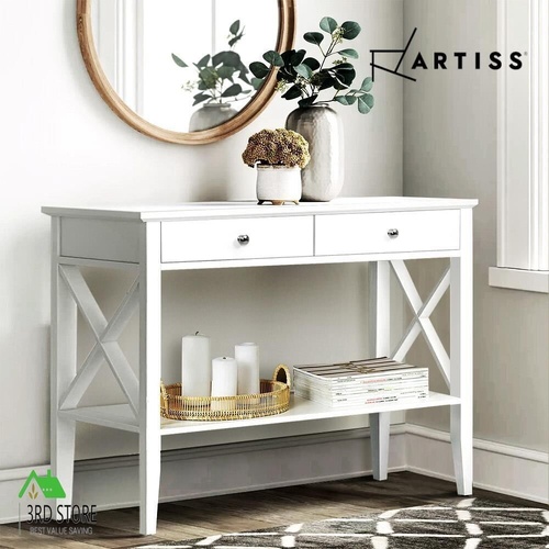 Artiss Console Table Hall Side Entry 2 Drawers Display White Desk Furniture