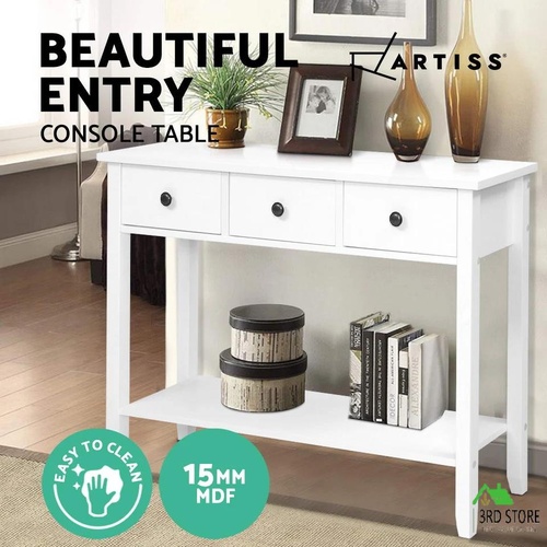 Hallway Console Table Hall Side Entry 3 Drawers Display White Desk Furniture
