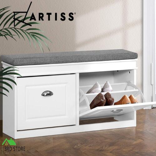 Artiss Shoe Cabinet Bench Shoes Storage Rack Organiser Drawer White Shelf Drawer