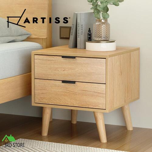 Artiss Bedside Table 2 Drawers Nightstand Side End Table Storage Cabinet Pine