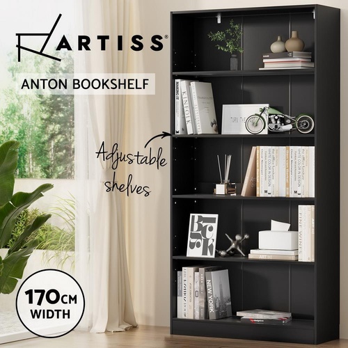 RETURNs Artiss Bookshelf 5 Tiers Display Book Shelves Storage Stand Bookcase Black ANTON