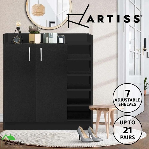Artiss Shoe Cabinet Shoes Storage Rack 21 Pairs Organiser Shelf Cupboard Black