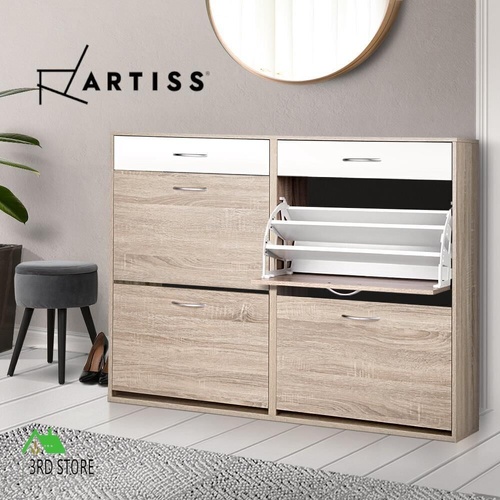 Artiss Shoe Cabinet Shoes Storage Rack Organiser Wooden Shelf Drawer 36 Pairs