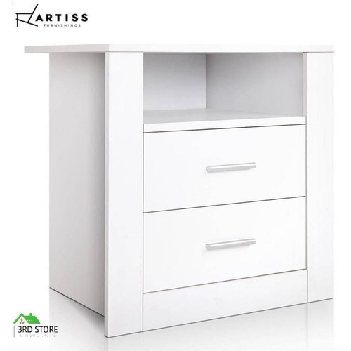 Artiss Bedside Tables Drawers Storage Cabinet Side Table Nightstand White Lamp