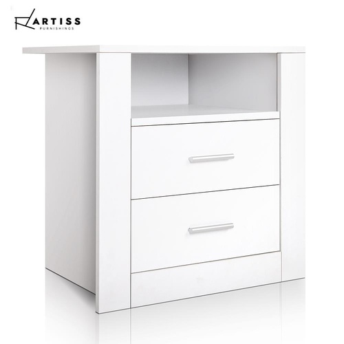Artiss Bedside Tables Drawers Storage Cabinet Side Table Nightstand White Lamp
