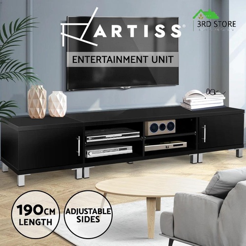 Artiss TV Cabinet Stand Entertainment Unit Black Storage Lowline 190CM