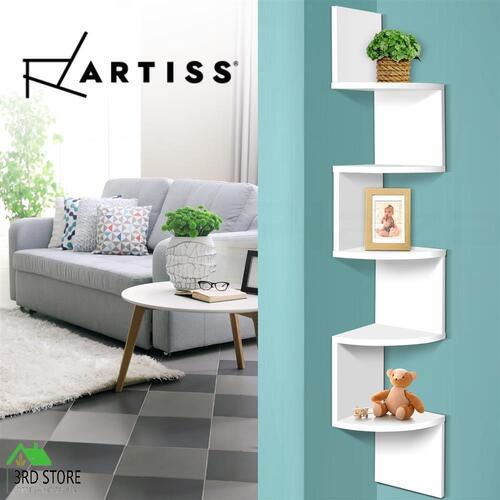 Artiss Wall Shelf Corner Floating Display Shelf Bookshelf White Rack 5 Tier