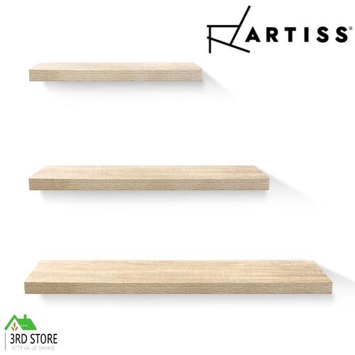 Artiss Floating Wall Shelf Set DIY Mount Storage 3pcs Book Display Rack Oak