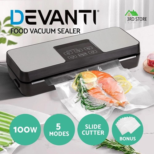 Devanti Food Vacuum Sealer Machine Fresh Storage Auto Seal Slide Cutter 5 Modes