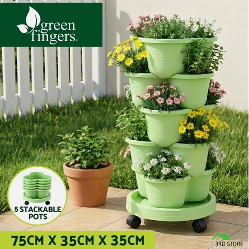 Green Fingers 5 Tier Vertical Gardening Stackable Planter for Strawberry Flower