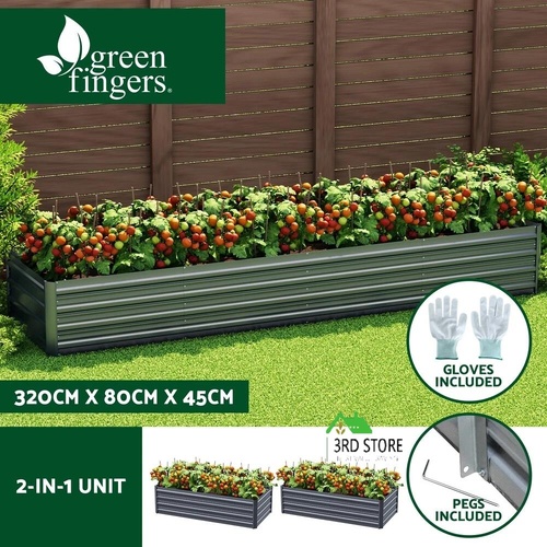 Greenfingers Garden Bed Galvanised Raised Steel Instant Planter 320X80X45CM