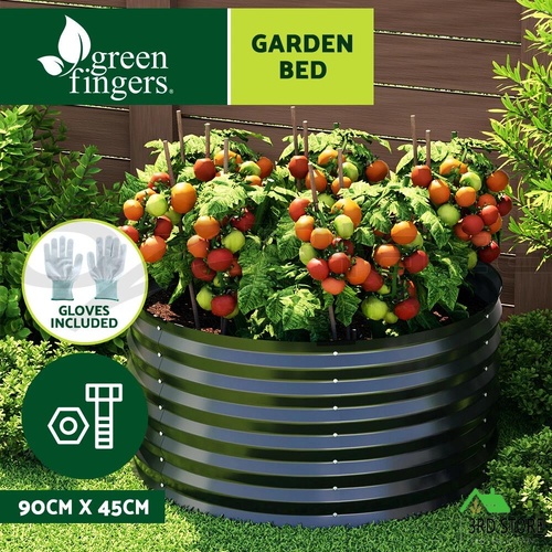 Greenfingers Garden Bed Galvanised Raised Steel Planter Box Round 90X45CM