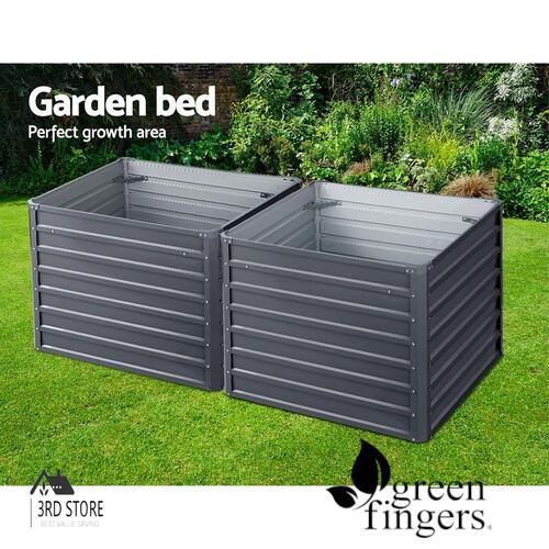 Greenfingers Garden Bed 2x Galvanised Steel Raised Planter 100 x 100 x 77cm