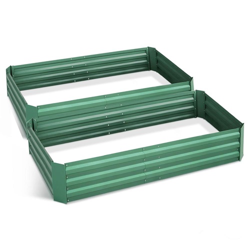 Greenfingers 2x Galvanised Steel Raised Garden Bed Instant Planter Green 150cmx90cm