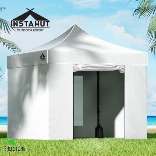 Instahut Gazebo Pop Up Marquee 3x3 Folding Wedding Tent Gazebos Shade White