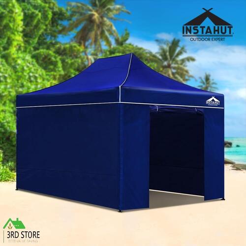 Instahut Gazebo Pop Up Marquee 3x4.5 Outdoor Tent Folding Wedding Gazebos Blue