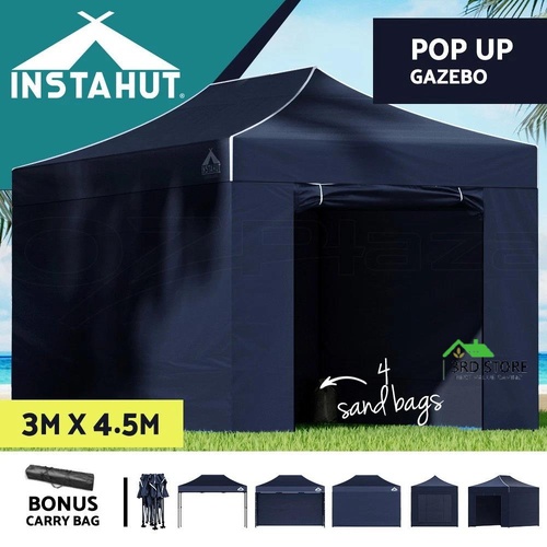 Instahut Gazebo Pop Up Marquee 3x4.5 Outdoor Tent Folding Wedding Gazebos Navy