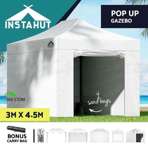 Instahut Gazebo Pop Up Marquee 3x4.5 Outdoor Folding Wedding Tent Canopy