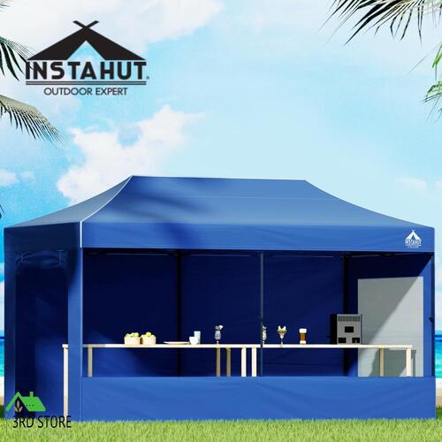 Instahut Gazebo Pop Up Marquee 3x6 Folding Tent Wedding Metal Gazebos Blue