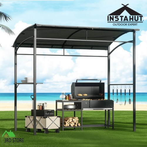 Instahut Gazebo Outdoor BBQ Grill Patio Garden Marquee Shade Shelter Shelf Hooks Grey