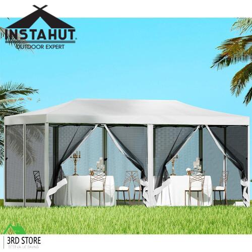 Instahut Gazebo Pop Up Marquee 3x6 Outdoor Wedding Mesh Side Wall Gazebos