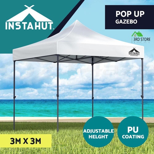 Instahut Gazebo Pop Up Marquee 3x3 Outdoor Tent Folding Wedding Gazebos White
