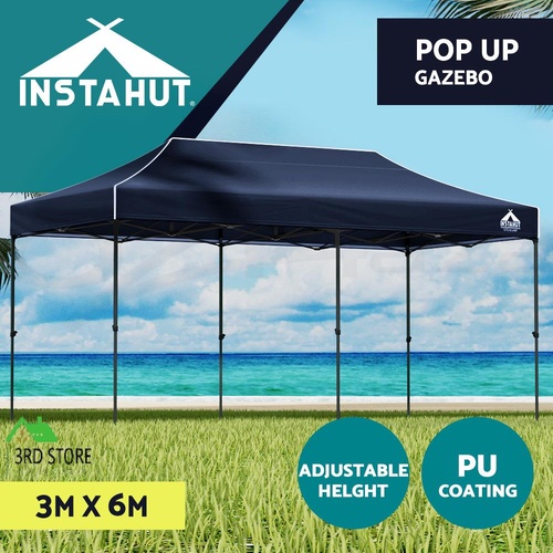 Instahut 3x6m Gazebo Outdoor Pop Up Tent Folding Marquee Party Camping Canopy Navy