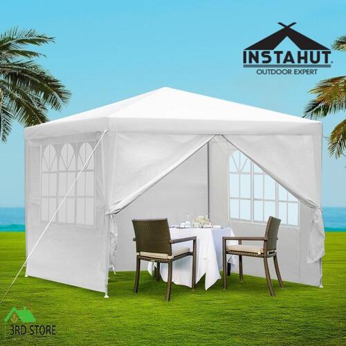 Instahut Gazebo 3x3 Outdoor Marquee Gazebos Wedding Party Camping Tent 4 Wall Panels