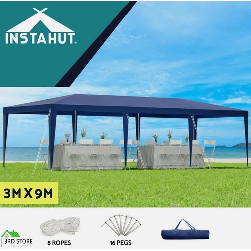 InstaHut Gazebo 3x9m Wedding Party Marquee Tent Outdoor Canopy Shade Blue